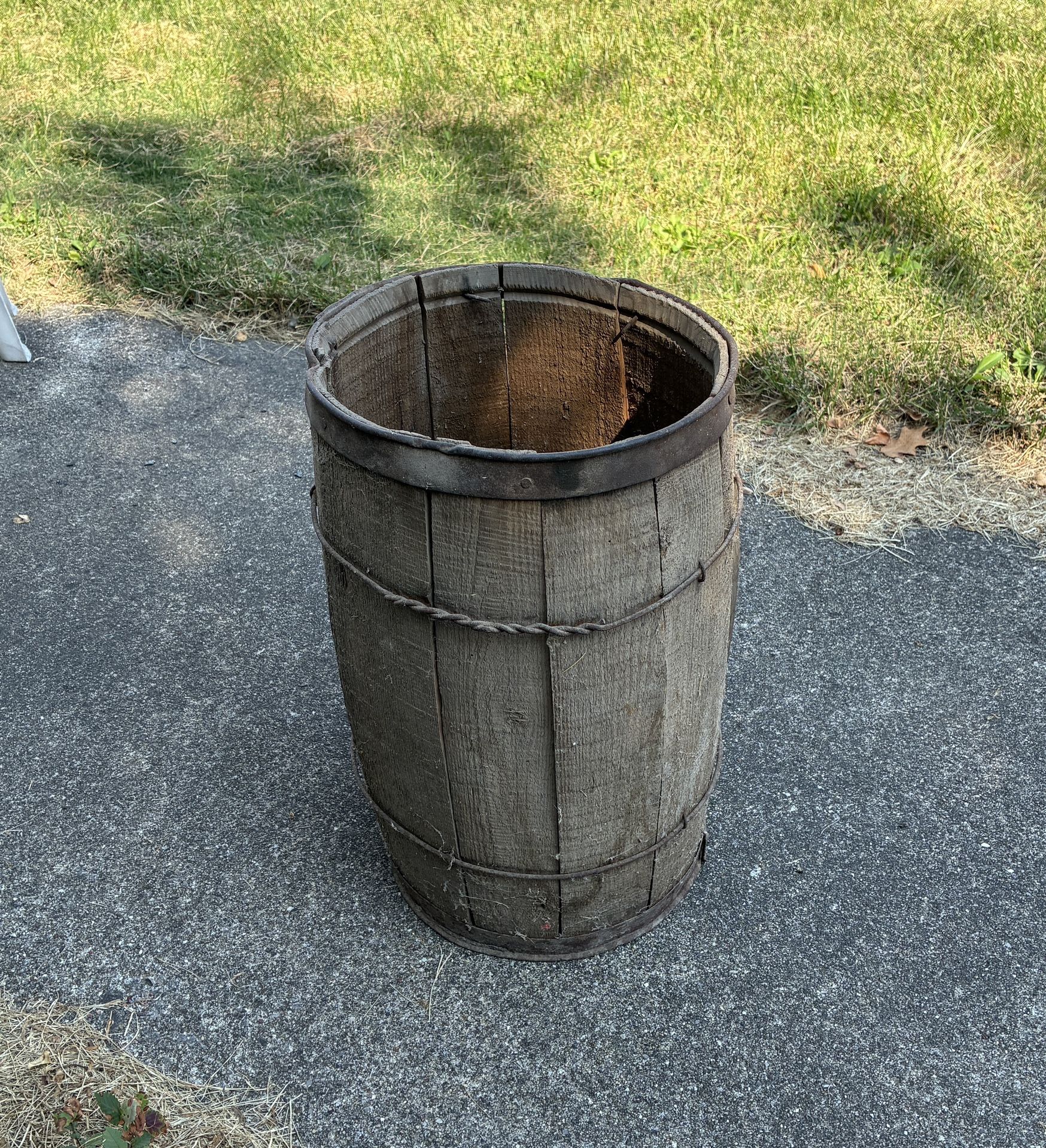 Antique Wooden Nail Barrel - 17” High