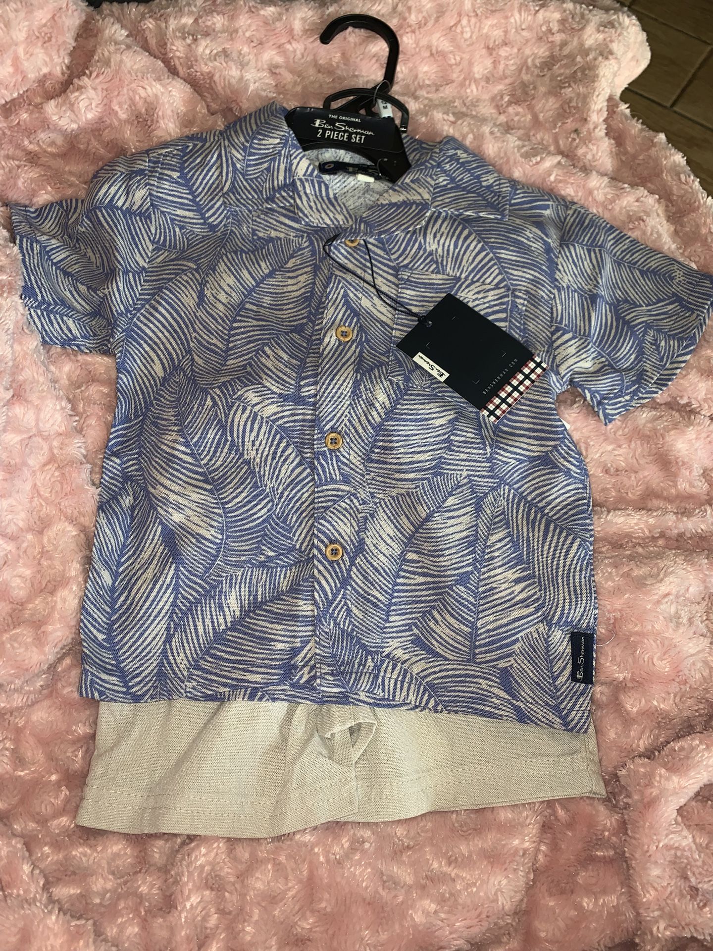 Boys Ben Sherman 2 Piece Set 12 M Collar Shirt And Shirt Nwt