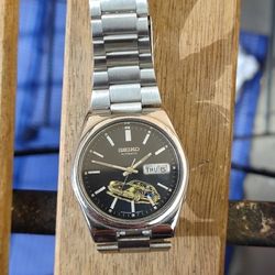 Vintage Seiko 5 Automatic Custom Engraved Dial Porsche Car 