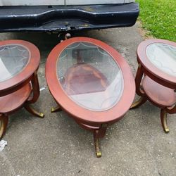 Solid Wood Coffee Table And 2 Side Tables 