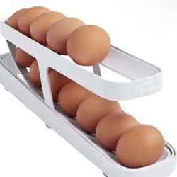 Brand New Auto Rolling Egg Storage Container,2 Tier Rolling Egg Carton For Refrigerator,Space Saving Egg Tray For Refrigerator Countertop Cabinet
