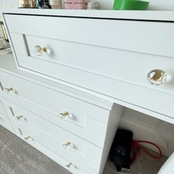 Modern White Vanity + Dresser Set (Rotating Corner Design)