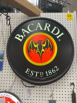 Vintage Bacardi Rum Lighted Bat Sign