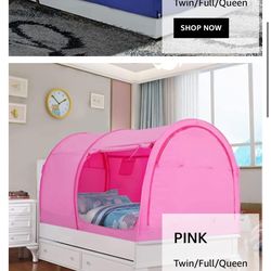 Leedor kids bed tent < twin size > pink helpful for hard time sleeping in room
