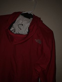 Red north face hyvent jacket