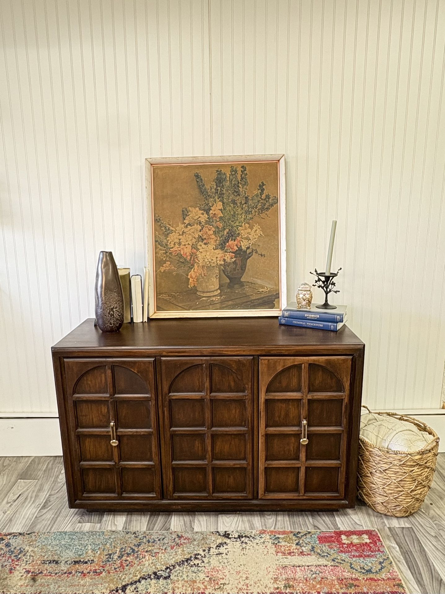 MCM Wood Credenza / Sideboard with Arched Detail – Stunning Storage Piece