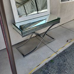 Large Mirror and Glass Hallway Table $150 Obo