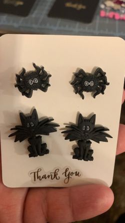 Halloween cat and spider earrings