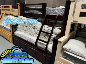 Twin full Cherry bunk bed with mattresses trundle cama