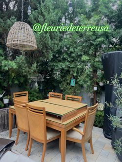 Wood Dining Table and 6 Chairs Set