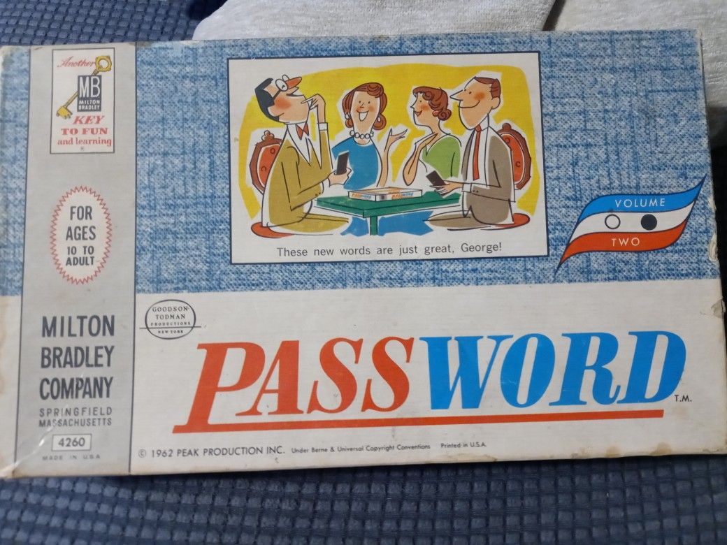 Password Board game Milton Bradley 1962 Complete