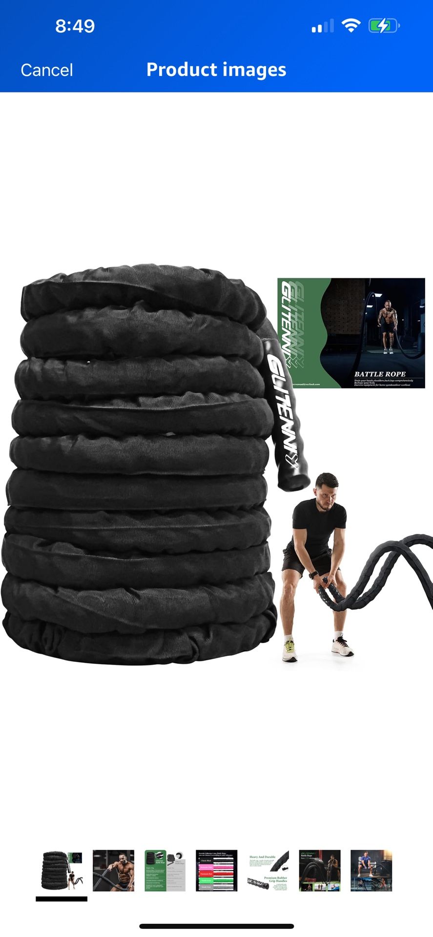 Battle Ropes Black Workout Rope 1.5inch Battle Ropes for Home Gym 30ft Exercise Ropes for Working Out Heavy Ropes for Exercise Training Weighted Rope