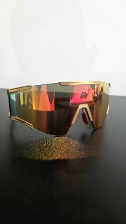 Balmain Wonder Boy III Designer Sunglasses - Unisex Gold Shield, Red Mirror Lenses
