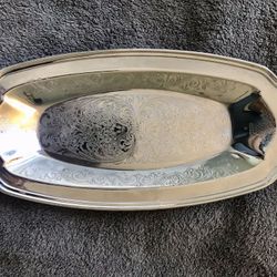 VINTAGE STAINLESS STEEL “ENGRAVED” - SERVING TRAY...