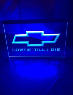 CHEVROLET BOW TIE LED NEON BLUE LIGHT SIGN 8x12