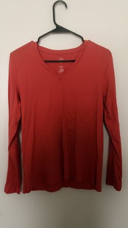 St. John's Bay Red V-Neck Long Sleeve Top