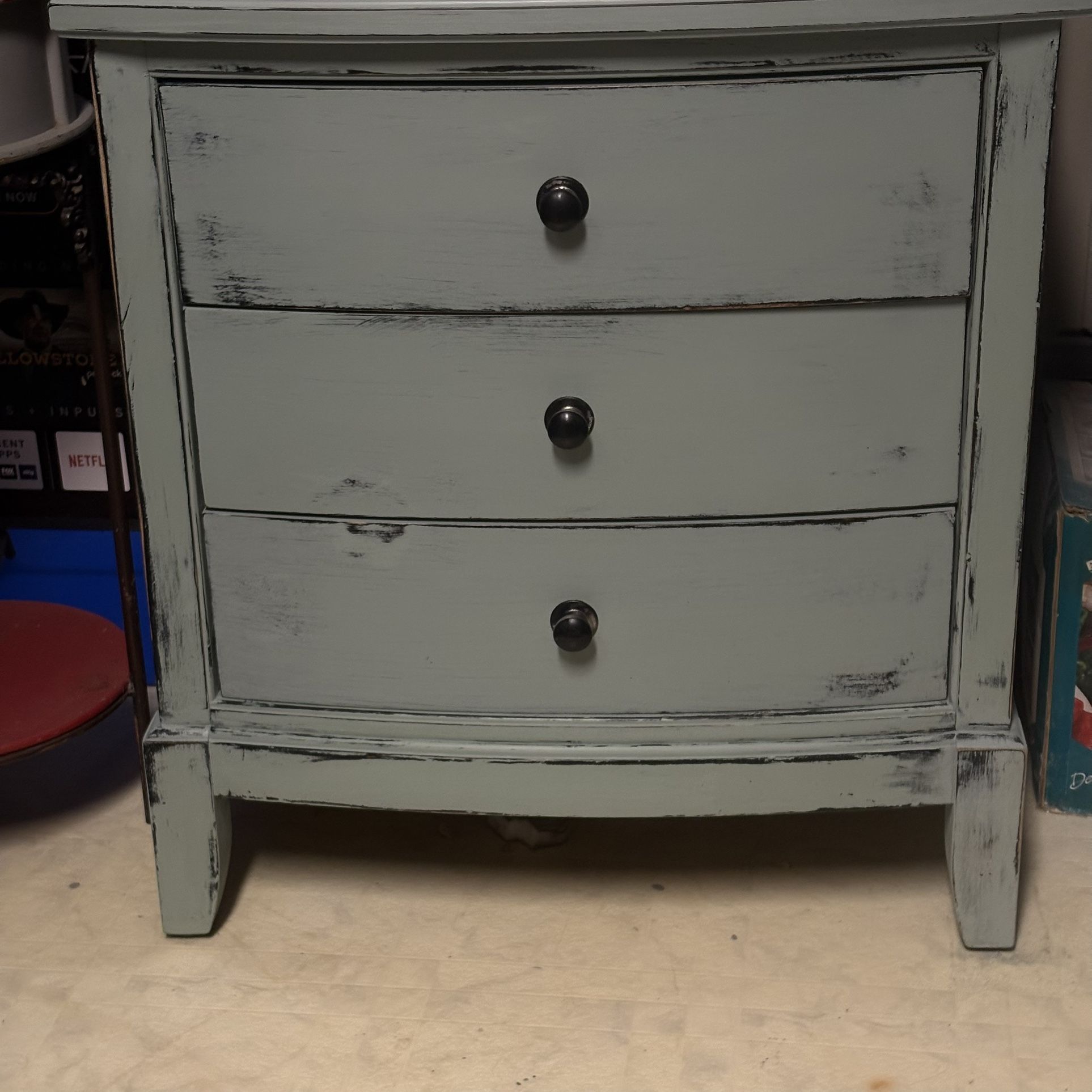Freshly Painted Sage Color Nightstand