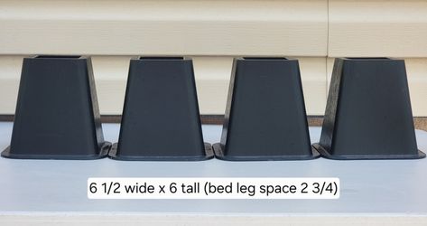 Set Of 4 Black Plastic Underbed 6 Inch Bed Storage Furniture Risers