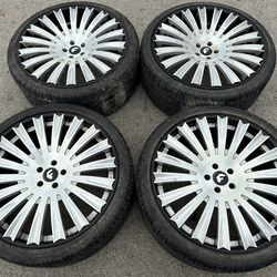 24” Forgiato Wheels and Tires 24 Forgiatos Rims 5 lug 5x120 bolt pattern 5x4.75 will Range Rover Chevy Camaro Corvette square G body Ford 24s Rines co