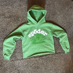 Sp5dsr Punk V2 Rhinestone Hoodie Bright Green