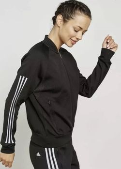 NWT Adidas CF0334 Black Bomber Knit Full Zip Track Jacket Women’s Size Medium