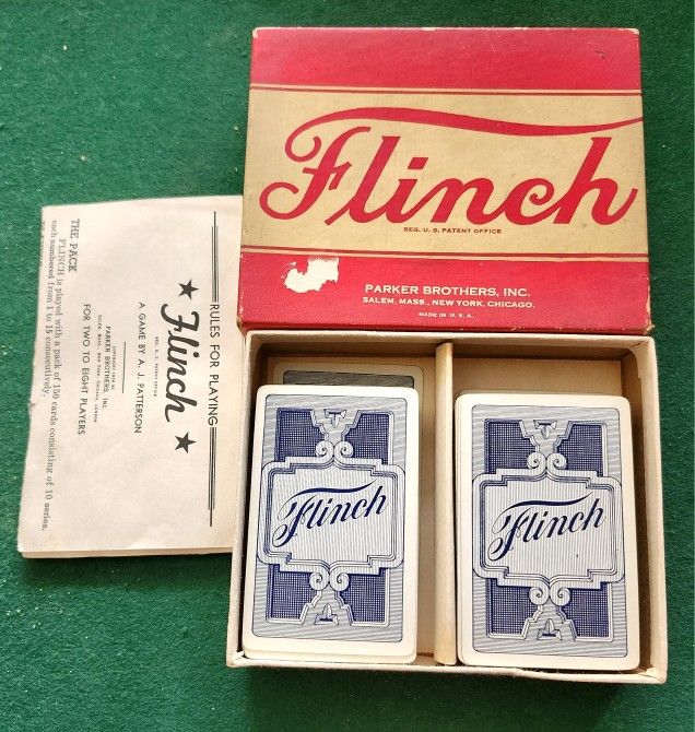 Vintage 1938 Flinch Card Game with Instructions Red Box