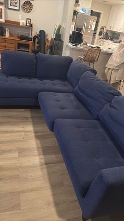 Blue Fabric Sectional Sofa