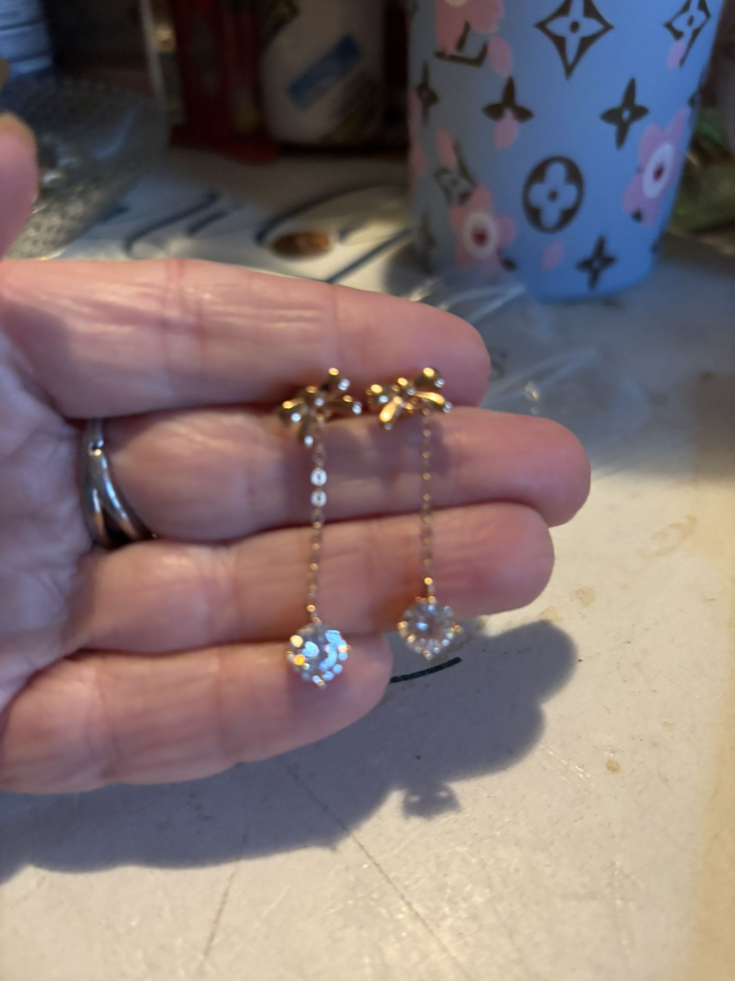 Moissanite Dangle Bow Earrings 