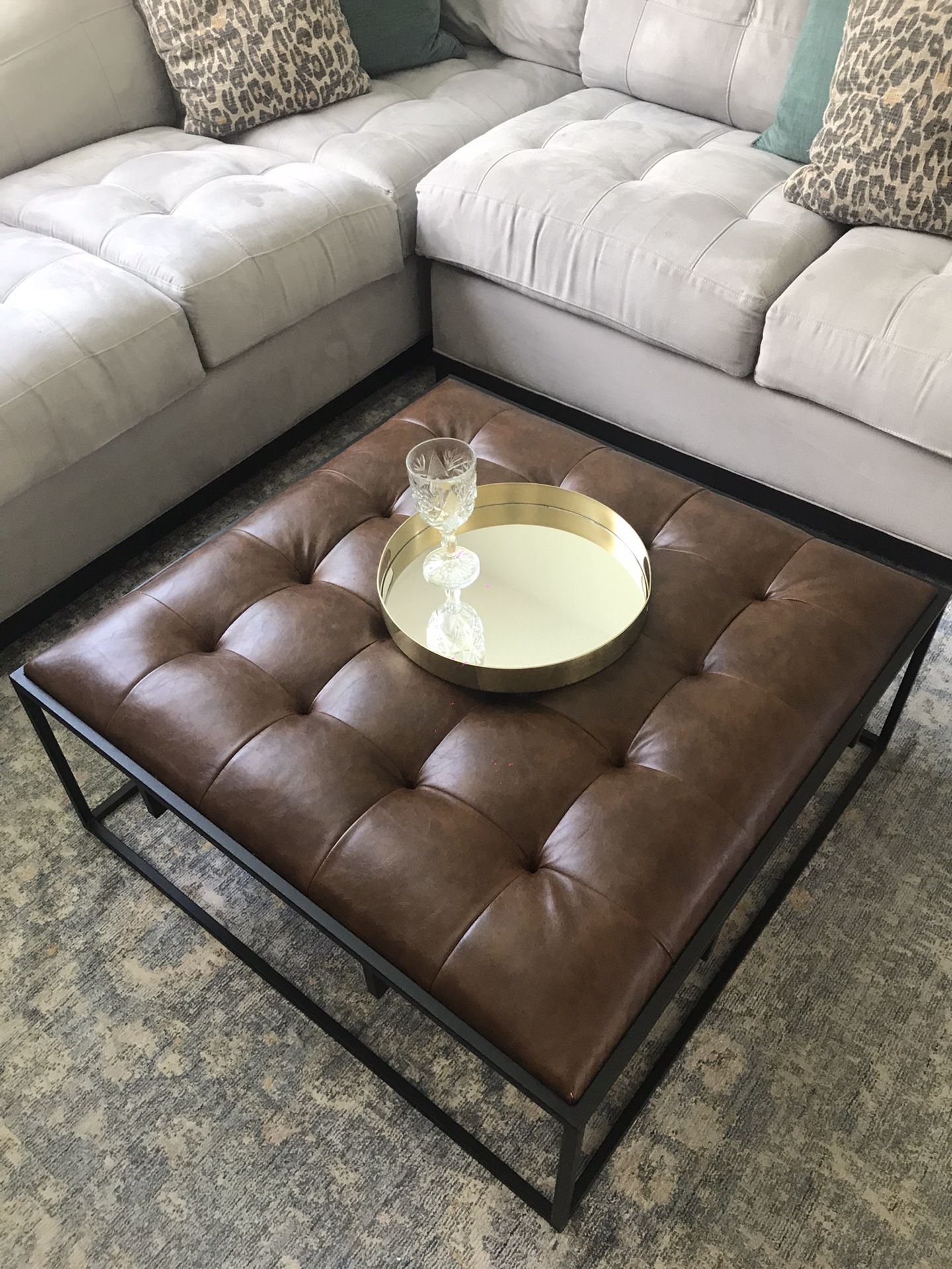 Brown Tufted Ottoman