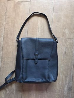 Universal Thread™ black faux-leather convertible flap backpack / crossbody purse