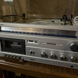 Sharp Stereo Vinyl Record Cassette Player Radio Vintage