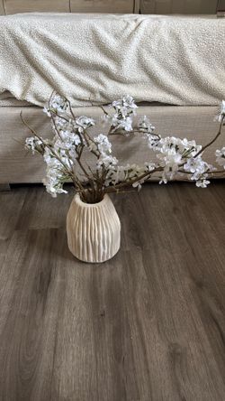 Plastic Flowers & Vase