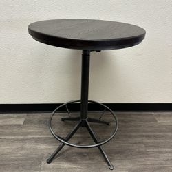 Adjustable Height Bar Table – Black Wood Top