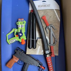 Halloween Costume Prop Weapons - Ninja Sword, Daggers, Guns