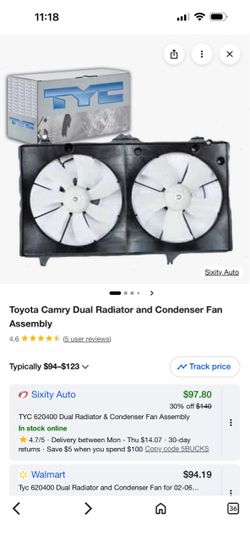 Toyota Camry dual radiator and condenser fan