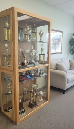 Solid Oak Glass Display Cabinet / Trophy Case