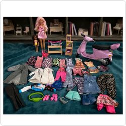 Massive Doll Fashion & Clothing Lot with Scooter, Barbies, & Huge Wardrobe!