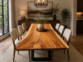 8' Live Edge Monkey Pod Dining Table – 8–10 Seats – Summer Sale