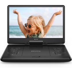 16.9" Portable DVD Player with 14.1" Large HD Screen, Support Multiple DVD CD Formats/USB/SD Card, 6 Hours Rechargeable Battery, Sync TV, Dual Speaker