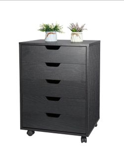 5 Drawer Rolling Cabinet, Black