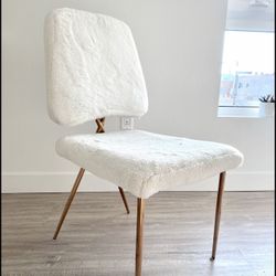 Candace Modern Faux Fur Accent Chairs with Rose Gold Stainless Steel Legs/Jonathan Adler Dupe (Set of 2)