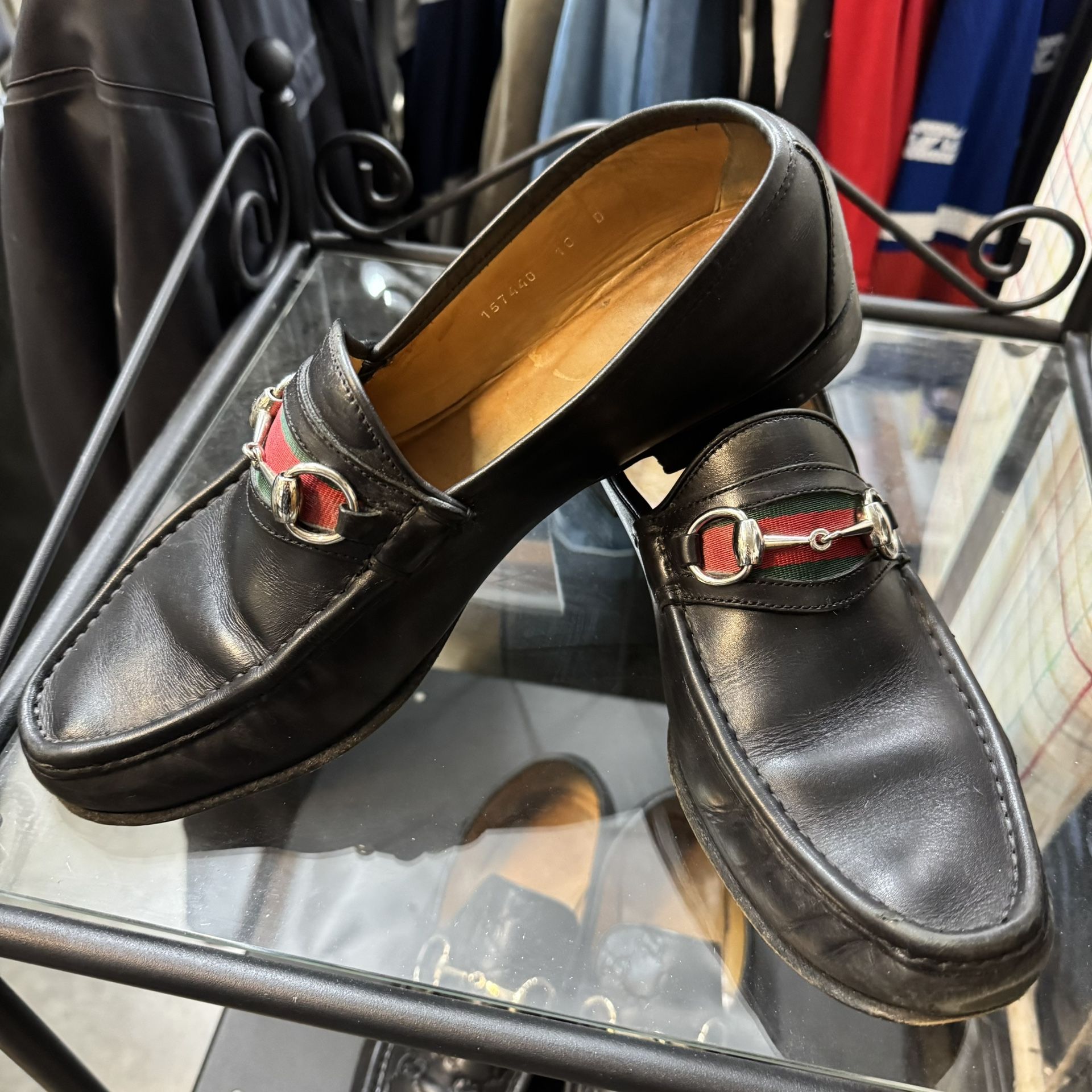 Gucci Men's Vintage Black Leather Horsebit Loafers Men’s 10