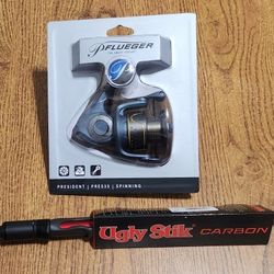 Uglystik Carbon 7'3 Medium Action 🎣 Pflueger President 35 Spinning Combo