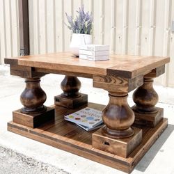 Custom coffee table farmhouse Wood  Modern Rustic Center Oval Set End Table Side Table  Storage Monastery Set Chest  Restoration hardware Carpenter