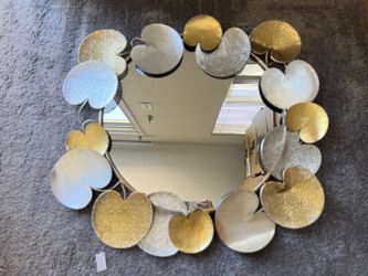 31" Accent Wall Mounted Mirror with Gold and Silver with Decorative Modern Pedal Leaf Frame