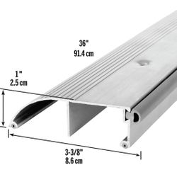 36 Inch Aluminum Threshold Ramp for Wheelchair & Power Scooter - 3000 Lbs Capacity - 3-3/8" Wide - 1" Tall - Silver