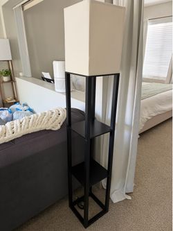 Modern Black Shelf Floor Lamp (2 Shelves)