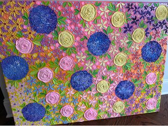 Huge Textured floral (roses and hydrangeas bloom)