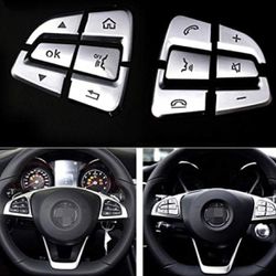 12 Pieces Chrome Steering Wheel Control Buttons Cover Trim fit for Mercedes-Benz C GLC C200 C180 C30