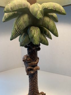 Tall Table Palm Tree And Monkey Table Lamp